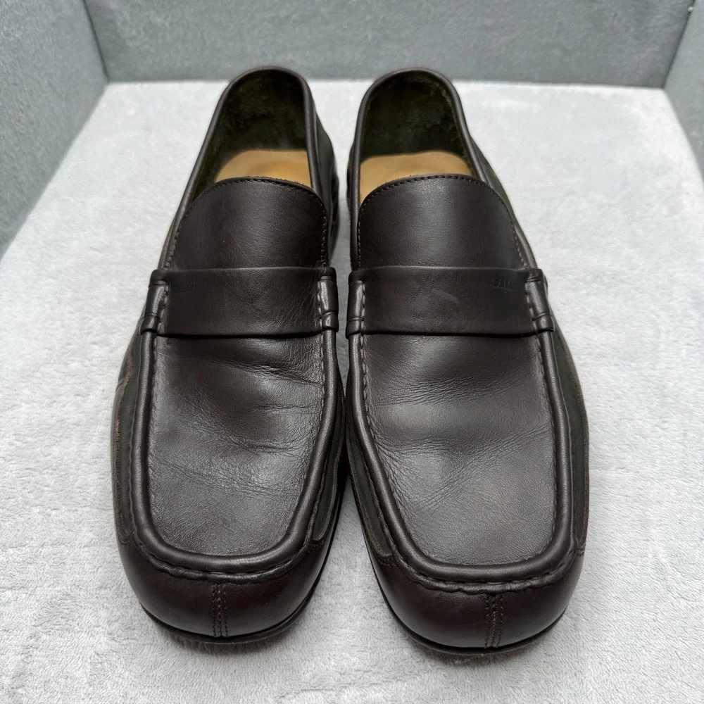 Bally Rumo Mens 9.5 Brown Green Leather Penny Loafers Made Italy Dress Shoes